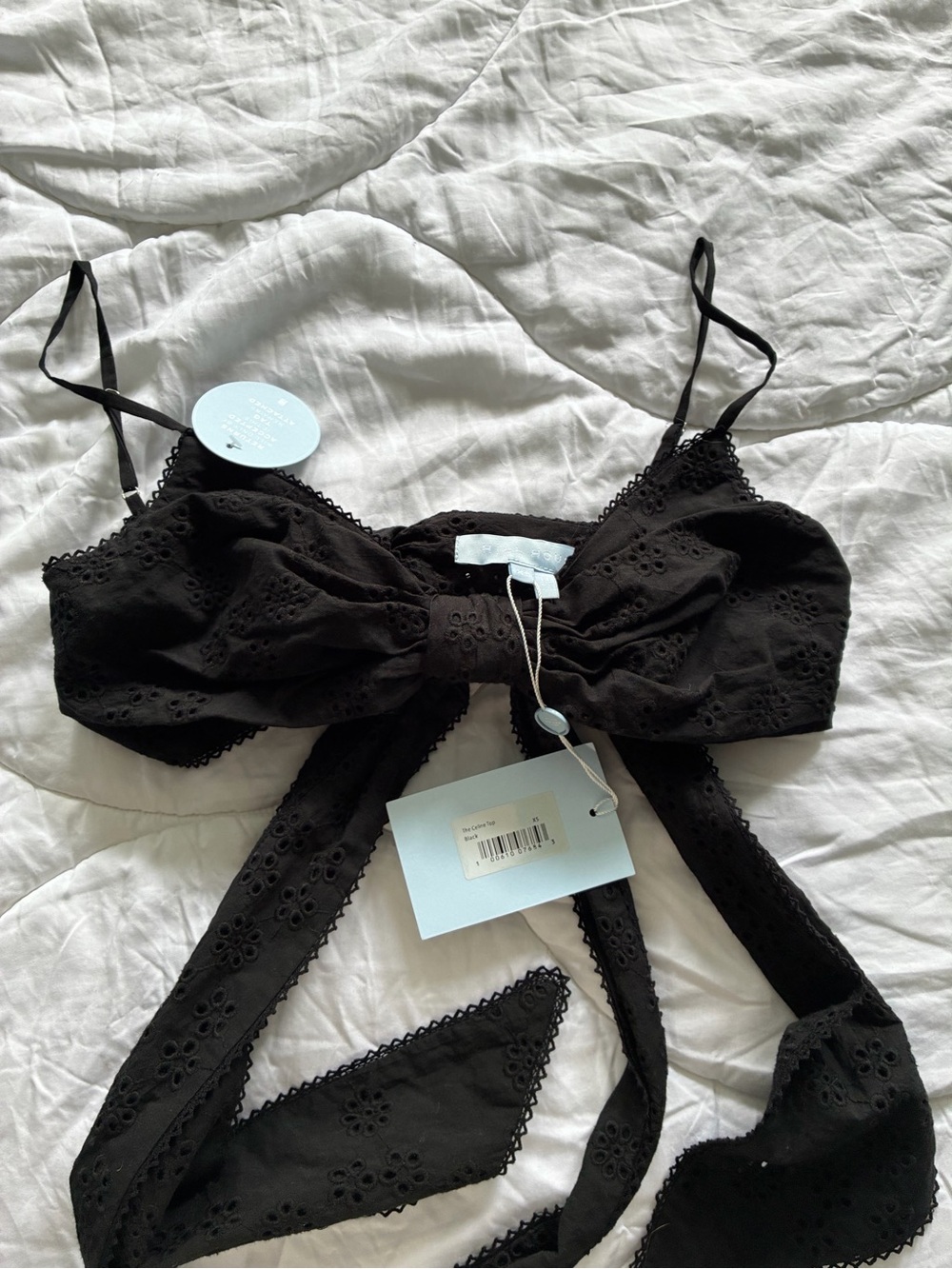 Hill house Black Eyelet Tie-Front top